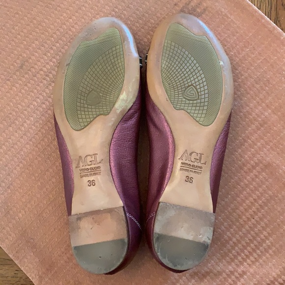 AGL Flats Size 36 Mauve w/ snakeskin print toe cap - Picture 5 of 10